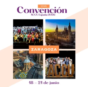 Cartel de la Convención Nacional de ACCU España. La 34 edición será en Zaragoza del 18 al 21 de junio.